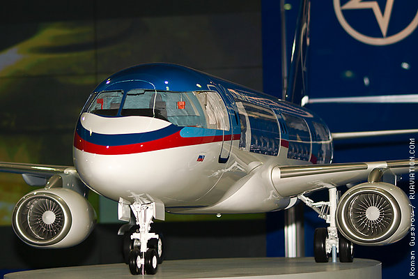 Sukhoi SSJ-100 model on Sukhoi stand at MAKS 2009